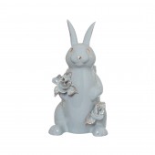 Сувенир Кролик с корзинкой, серый, лепка