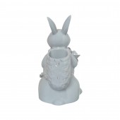 Сувенир Кролик с корзинкой, серый, лепка