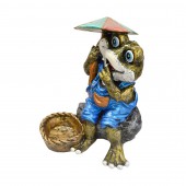 Садовая фигура-кашпо Лягушонок с зонтиком, цветная бронза (Гипс)