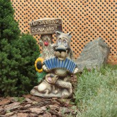 Садовая фигура Волк с баяном №6, шамот