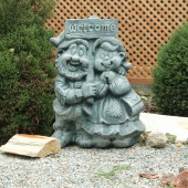 Садовая фигура Гномы-пара WELCOME, камень тёмный