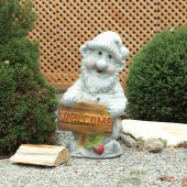 Садовая фигура Гном Welcome, камень светлый
