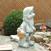 Садовая фигура Гном с лопатой, камень светлый