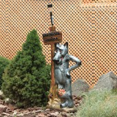 Садовая фигура Волк №3 с фонарём, бронза