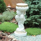 Садовая фигура Ангел чаша, белый с золотом (Гипс)