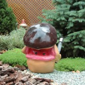 Садовая фигура Гном-гриб Боровик с фонарём, глянец