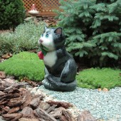 Садовая фигура Кот с цветком,глянец
