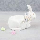 Конфетница Кролик новый, белый, цветная лепка (заменитель золота)