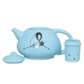 Чайник заварочный Японский с деколью Коты, голубой,  500мл
