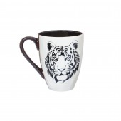 Чашка Кристалл, бело-коричневая, деколь чёрная Тигр, ассорти, 400мл