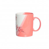 Чашка Офисная, бело-розовая, деколь Сакура, 350мл