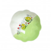 Салатник Тюльпан, бело-зелёный, деколь Лайм, 1л (ящик+ПЭТ)
