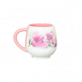 Чашка Коньячная, бело-розовая, деколь Цветы, 400мл