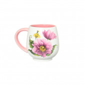 Чашка Коньячная, бело-розовая, деколь Цветы, 400мл