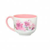 Чашка Аппетитка, бело-розовая, деколь Цветы, 500мл