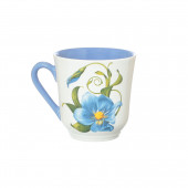 Чашка Сумская, бело-синяя, деколь Цветы, 350мл