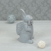 Сувенир Кролик с корзинкой, серый, лепка (заменитель золота)