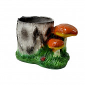 Садовая фигура-кашпо Пенёк с грибами, задувка (Гипс)