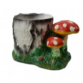 Садовая фигура-кашпо Пенёк с грибами, задувка (Гипс)