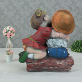 Садовая фигура Мальчик с девочкой, цветной камень с песком (цвета в ассортименте) (Гипс)