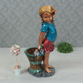Садовая фигура-кашпо Девочка, цветная бронза (цвета в ассортименте) (Гипс)