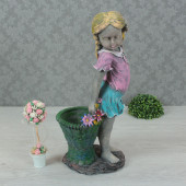 Садовая фигура-кашпо Девочка, цветной камень (цвета в ассортименте) (Гипс)