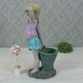 Садовая фигура-кашпо Девочка, цветной камень (цвета в ассортименте) (Гипс)