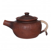 Чайник заварочный, гончарный, декор верёвка, старина, 2л (красная глина)