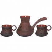 Кофейный набор 3 пр. (511) (турка 450мл + 2 чашки) (красная глина)