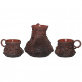 Кофейный набор 3 пр. (510) (турка 450мл + 2 чашки) (красная глина)