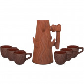 Кофейный набор 7 пр. Дерево (503) (кофейник 1,2л+чашка) (красная глина)
