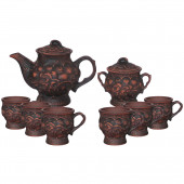 Чайный сервиз 8 пр. Чайная коллекция (чайник 1,2л, сахарница 500мл, чашка 250мл) (красная глина)