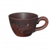 Чашка Капучино, вальцованная, декор, 150мл (красная глина)