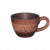 Чашка Капучино, вальцованная, ангоб, 150мл (красная глина)