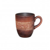 Чашка Чайная, вальцованная, ангоб, 300мл (красная глина)