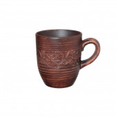 Чашка Чайная, вальцованная, декор, 300мл (красная глина)