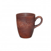 Чашка Чайная, вальцованная, декор, 400мл (красная глина)