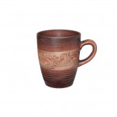 Чашка Чайная, вальцованная, ангоб, 400мл (красная глина)