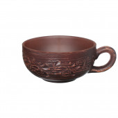 Чашка Зелёный чай, вальцованная, декор, 400мл (красная глина)