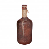 Бутылка гончарная, Виноград, резка, 1,5л (красная глина)