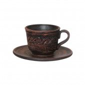 Набор Кофе 2 пр., декор (чашка 150мл+блюдце) (красная глина)