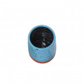 Стакан двухцветный, голубой+чёрный с точками, 350мл (красная глина)