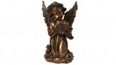 Сувенир Ангел с корзиной цветов большой бронза (64) (Гипс)