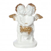 Сувенир Ангелы-пара с корзиной цветов золото(73) (Гипс)