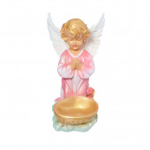 Сувенир Ангел с чашей снизу, цветной (Гипс) - розовый