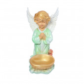 Сувенир Ангел с чашей снизу, цветной (Гипс) - салатовый