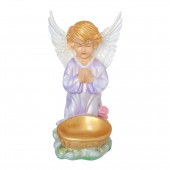Сувенир Ангел с чашей снизу, цветной (Гипс) - сиреневый