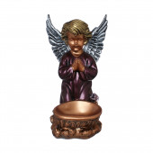 Сувенир Ангел с чашей снизу, цветной (Гипс) - фиолетовый