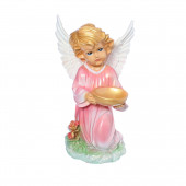 Сувенир Ангел с чашей сверху, цветной (Гипс) - розовый