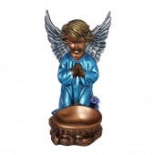 Сувенир Ангел с чашей снизу, комби (Гипс) - синий